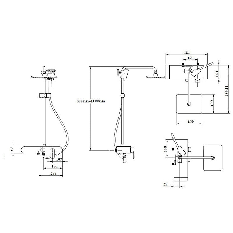 BATERIA PRYSZNICOWA NATYNKOWA F700W BIAŁA LCD F700-WH