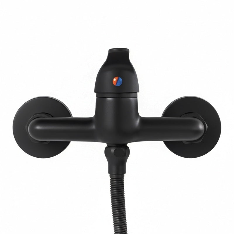 BATERIA WANNOWA ŚCIENNA PRYSZNICOWA NATRYSKOWA ZESTAW F307B-BL CZARNA F307B-BL