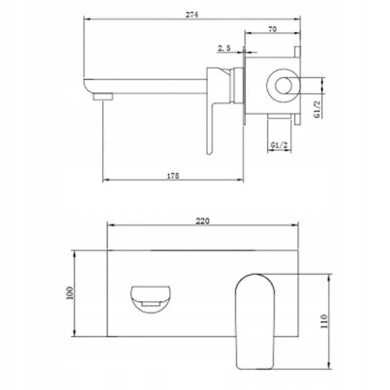 BATERIA UMYWALKOWA PODTYNKOWA F05 CHROM F05