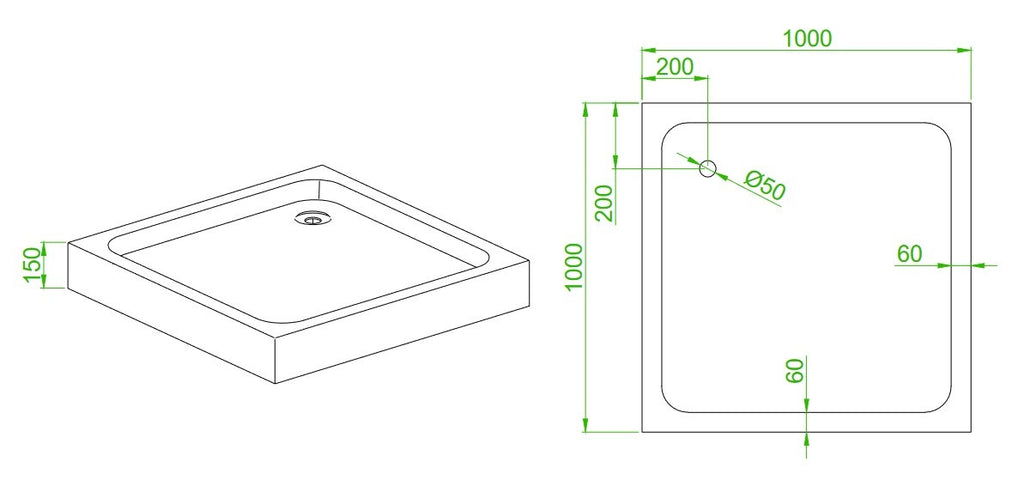 BRODZIK PRYSZNICOWY KWADRATOWY WYSOKI SXL02C BIAŁY 100x100 CM SXL02C-WH-100