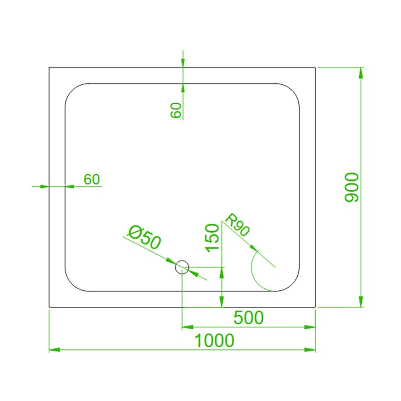 BRODZIK PRYSZNICOWY PROSTOKĄTNY WYSOKI SXL04A BIAŁY 100x90 CM SXL04A-WH-100X90