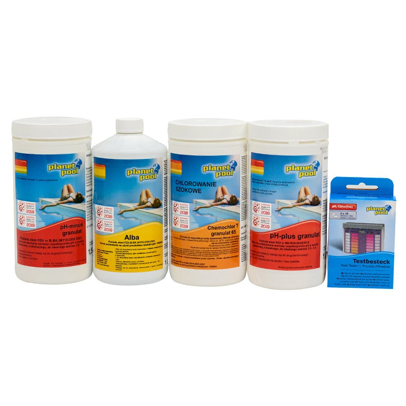CHEMIA ZESTAW DO BASENU CHLOR SZOK PH PLUS MINUS TESTER SET STARTER-SET