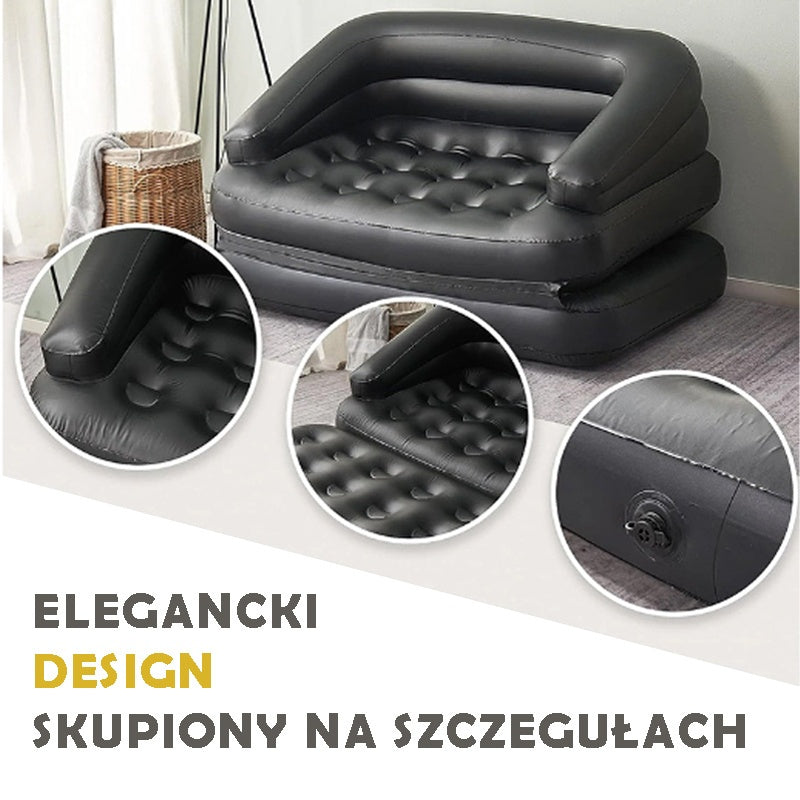 DMUCHANA SOFA MATERAC POMPOWANY 5w1 CZARNA 198x138 CM BALLO-SOFA