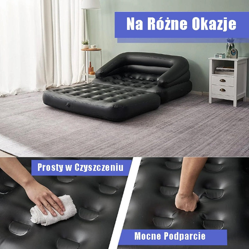 DMUCHANA SOFA MATERAC POMPOWANY 5w1 CZARNA 198x138 CM BALLO-SOFA