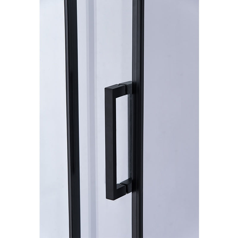 DRZWI PRYSZNICOWE Z BRODZIKIEM SH03B/ST03A CZARNE/BIAŁY 95-100/100x80 CM SH03B-BL+ST03A-WH