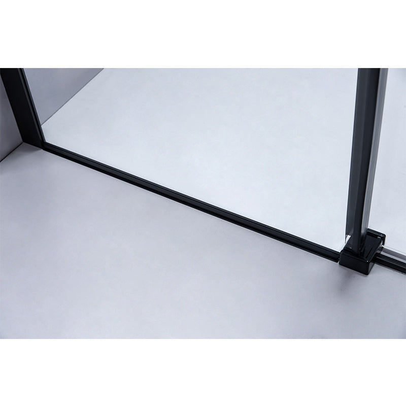 DRZWI PRYSZNICOWE Z BRODZIKIEM SH03B/ST03A CZARNE/BIAŁY 95-100/100x80 CM SH03B-BL+ST03A-WH