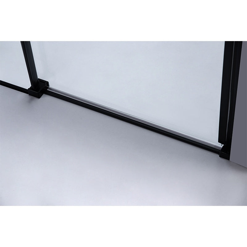 DRZWI PRYSZNICOWE Z BRODZIKIEM SH03B/ST06A CZARNE/CZARNY 95-100/100x100 CM SH03B-BL+ST06A-BL
