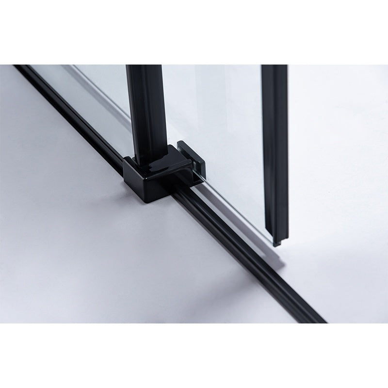 DRZWI PRYSZNICOWE Z BRODZIKIEM SH03B/ST06A CZARNE/CZARNY 95-100/100x100 CM SH03B-BL+ST06A-BL