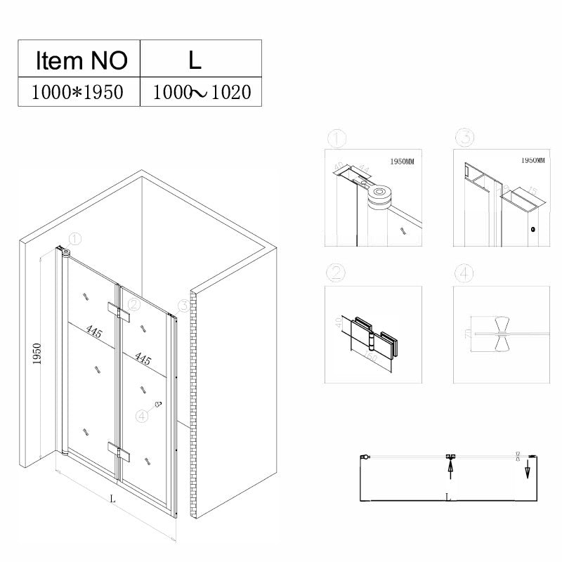 DRZWI PRYSZNICOWE SH01C ZŁOTE 100 CM SH01C-GL-100