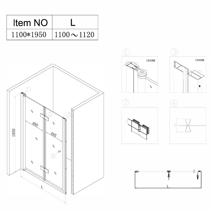 DRZWI PRYSZNICOWE SH01D CHROM 110 CM 6 MM SH01D-110