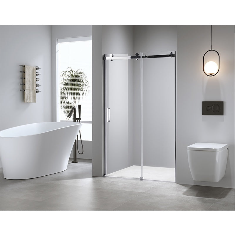 DRZWI PRYSZNICOWE Z BRODZIKIEM SH03B/SXL03C CHROM/BIAŁY 95-100/100x80 CM SH03B+SXL03C-WH