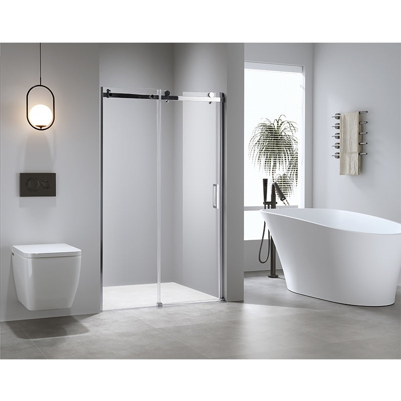 DRZWI PRYSZNICOWE + BRODZIK SH03B/ST03A CHROM/CZARNY 95-100/100X80 CM 8 MM SH03B+ST03A-BL