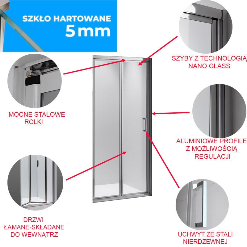 DRZWI PRYSZNICOWE SH09D CHROM 110 CM 6 MM SH09D-110