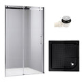 DRZWI PRYSZNICOWE Z BRODZIKIEM SH03B/SXL02C CHROM/CZARNY 95-100/100x100 CM SH03B+SXL02C-BL