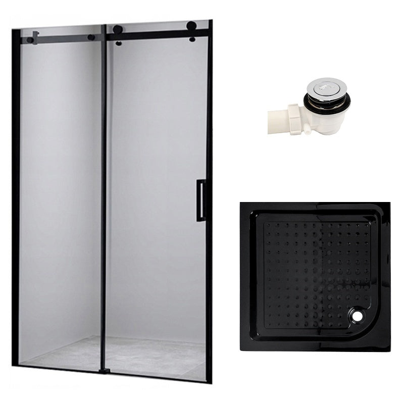 DRZWI PRYSZNICOWE Z BRODZIKIEM SH03B/SXL02C CZARNE/CZARNY 95-100/100x100 CM SH03B-BL+SXL02C-BL