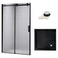 DRZWI PRYSZNICOWE Z BRODZIKIEM SH03B/SXL02C CZARNE/CZARNY 95-100/100x100 CM SH03B-BL+SXL02C-BL