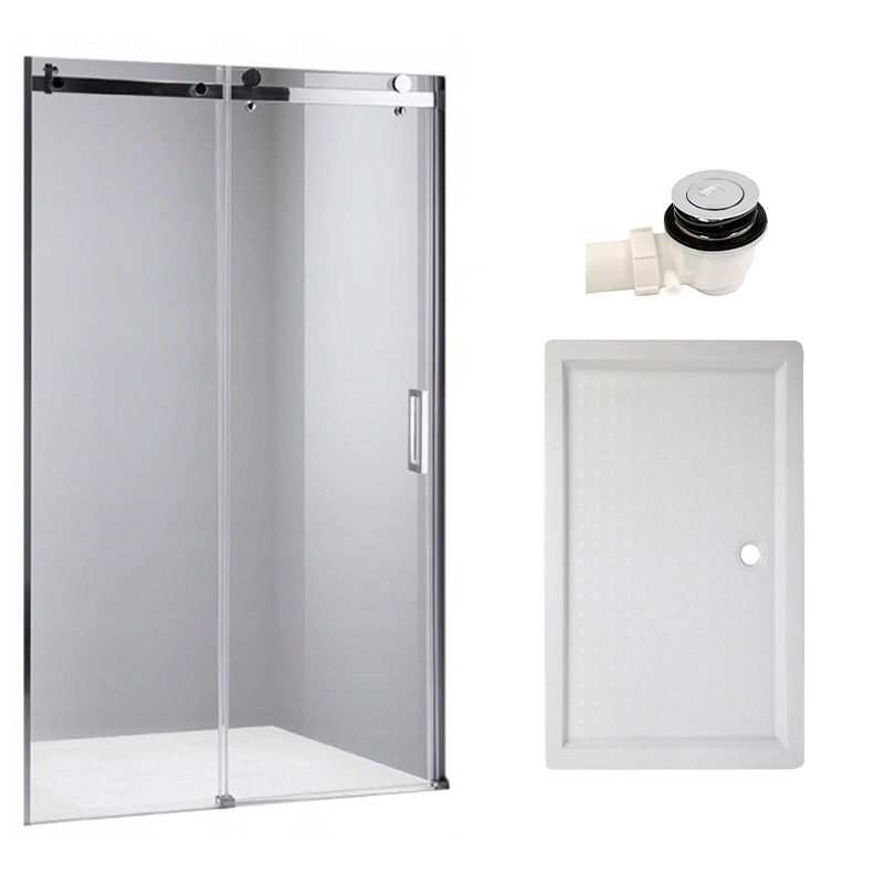 DRZWI PRYSZNICOWE Z BRODZIKIEM SH03B/SXL03C CHROM/BIAŁY 95-100/100x80 CM SH03B+SXL03C-WH