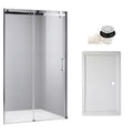 DRZWI PRYSZNICOWE Z BRODZIKIEM SH03B/SXL03C CHROM/BIAŁY 95-100/100x80 CM SH03B+SXL03C-WH