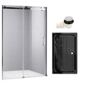 DRZWI PRYSZNICOWE Z BRODZIKIEM SH03B/SXL03C CHROM/CZARNY 95-100/100x80 CM SH03B+SXL03C-BL