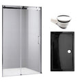DRZWI PRYSZNICOWE + BRODZIK SH03B/ST03A CHROM/CZARNY 95-100/100X80 CM 8 MM SH03B+ST03A-BL