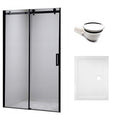 DRZWI PRYSZNICOWE Z BRODZIKIEM SH03B/ST04A CZARNE/BIAŁY 95-100/100x90 CM SH03B-BL+ST04A-WH