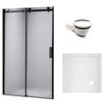 DRZWI PRYSZNICOWE Z BRODZIKIEM SH03D/ST06C CZARNE/BIAŁY 115-120/120x100 CM SH03D-BL+ST06C-WH