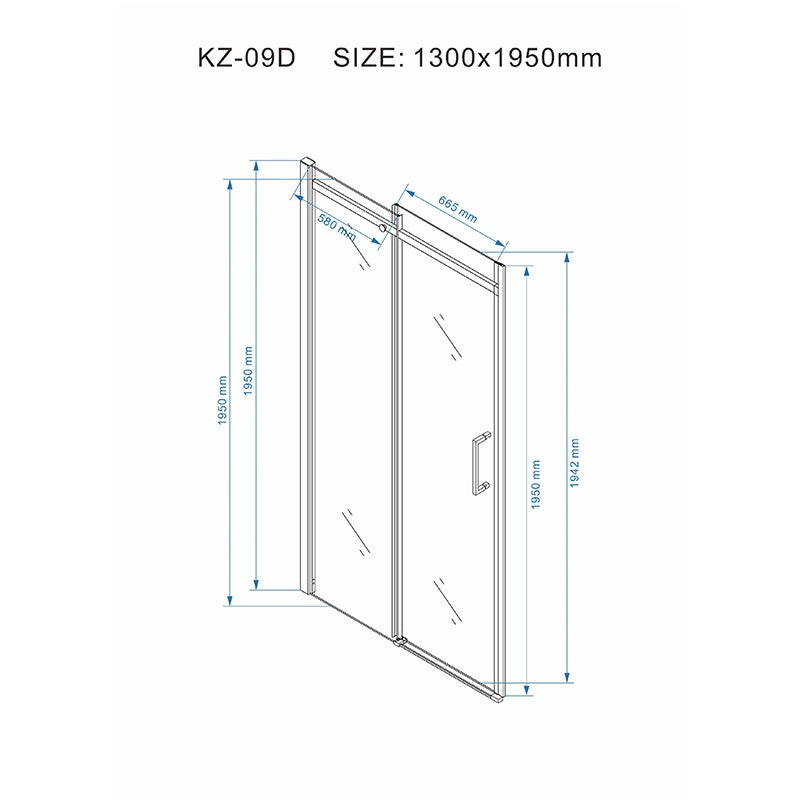 DRZWI PRYSZNICOWE KZ09D CZARNE 125-130 CM 8 MM KZ09D-BL-130