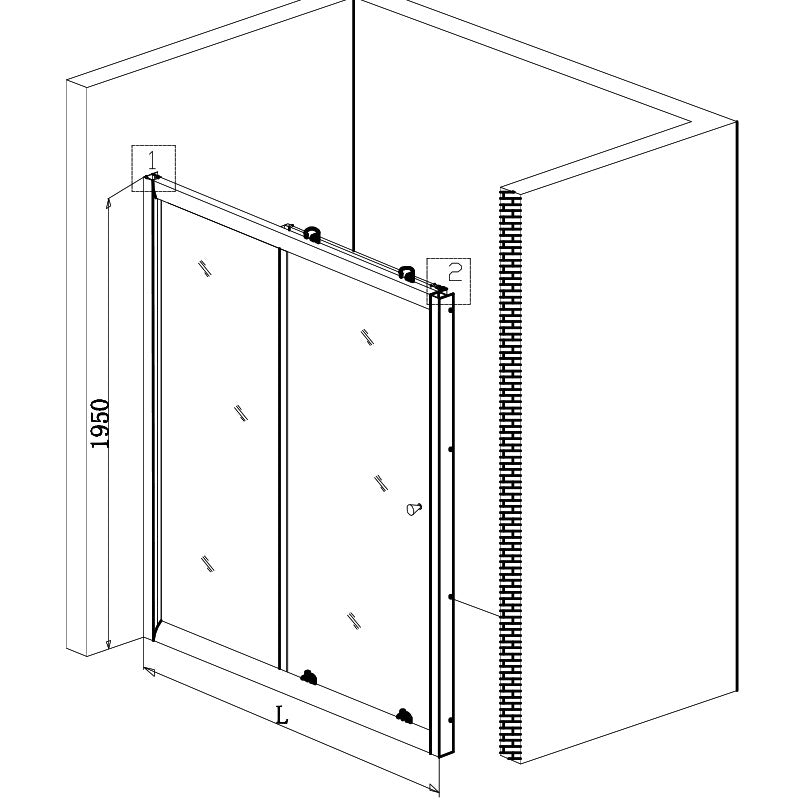 DRZWI PRYSZNICOWE SH02E CHROM 120 CM 6 MM SH02E-120
