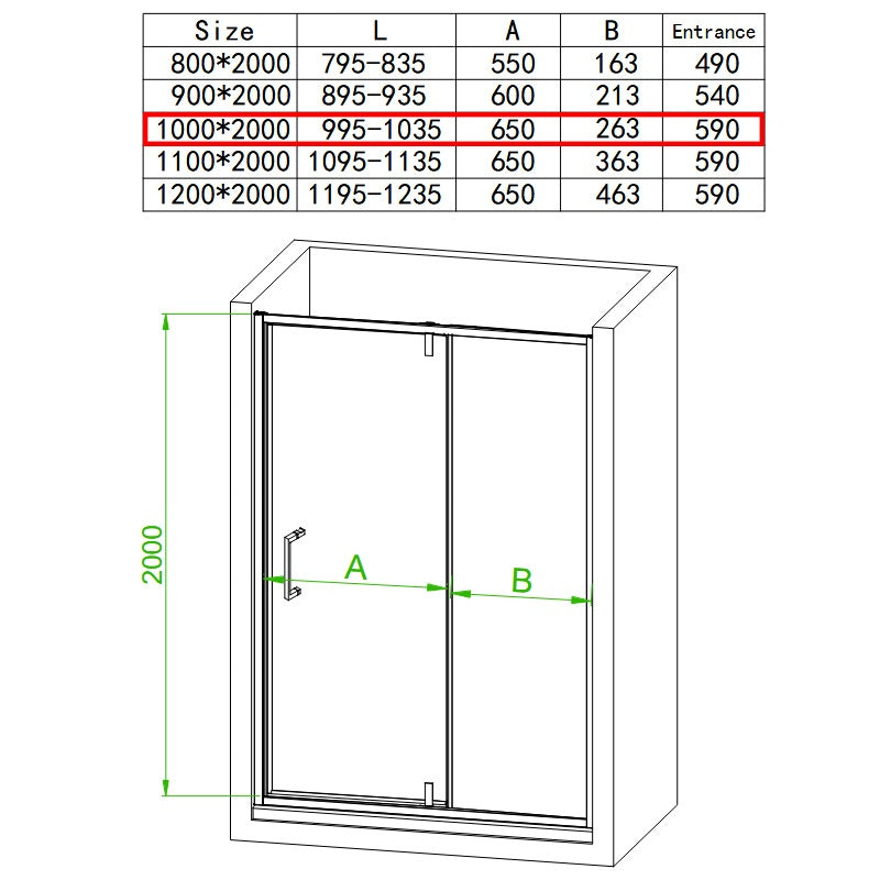 DRZWI PRYSZNICOWE UCHYLNE SH08C DO WNĘKI CZARNE 100 CM 6 MM SH08C-BL-100