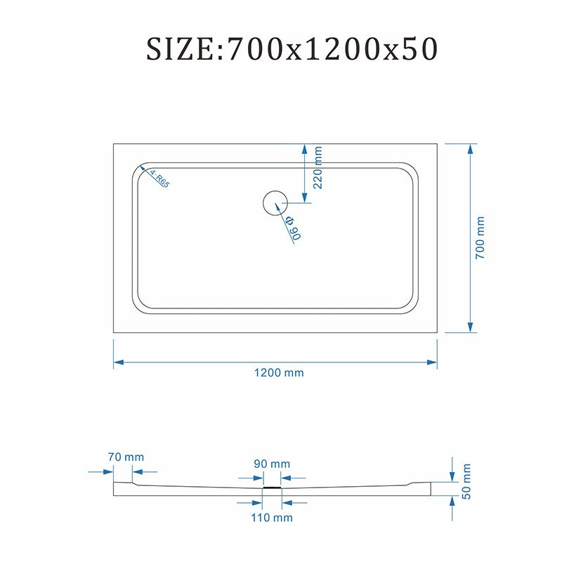 DRZWI PRYSZNICOWE Z BRODZIKIEM SH03D/ST05E CZARNE/BIAŁY 115-120/120x70 CM SH03D-BL+ST05E-WH