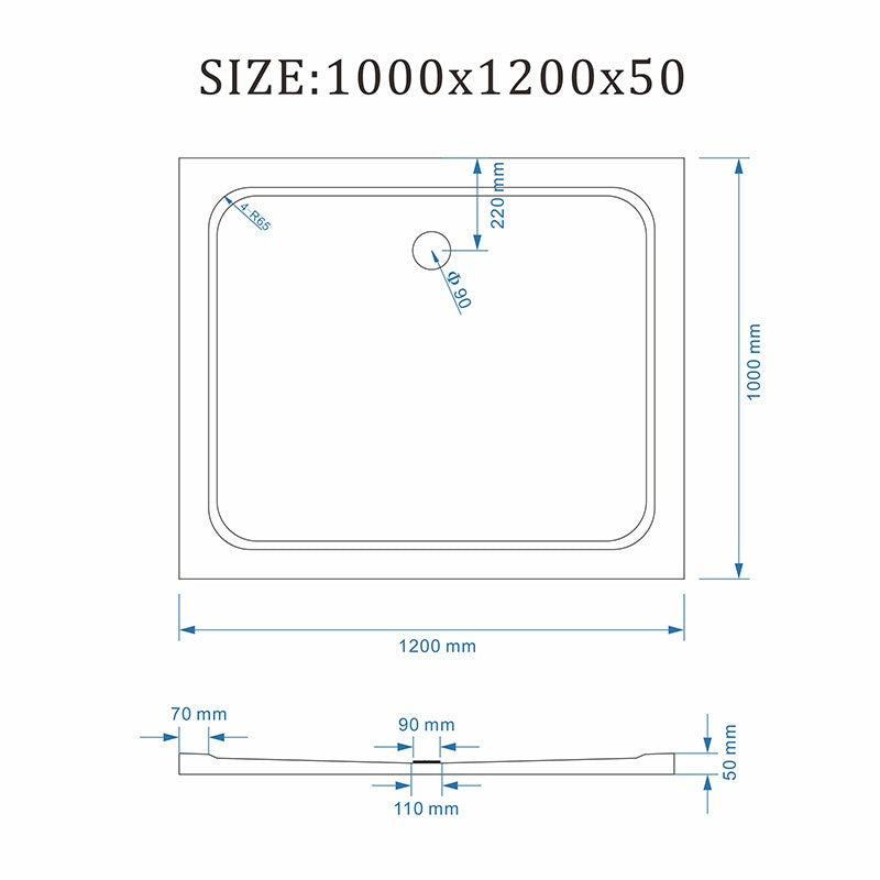 DRZWI PRYSZNICOWE Z BRODZIKIEM SH03D/ST06C CZARNE/BIAŁY 115-120/120x100 CM SH03D-BL+ST06C-WH
