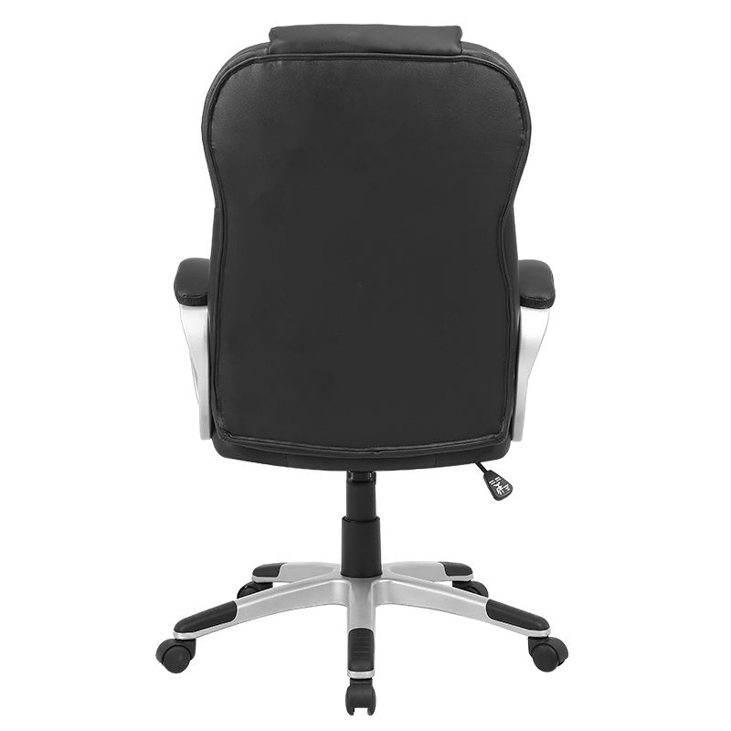 FOTEL BIUROWY OBROTOWY FUSIO CZARNA SKÓRA PU PODSTAWA CHROM FUSIO-BL