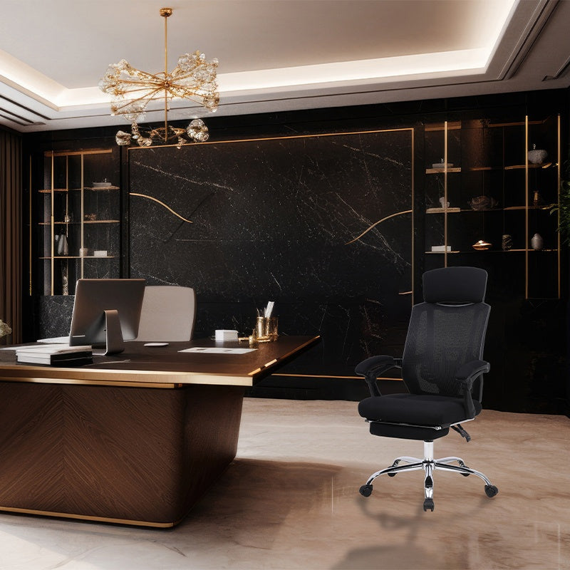 FOTEL BIUROWY OBROTOWY GLOW CZARNY PODSTAWA CHROM GLOW-BL