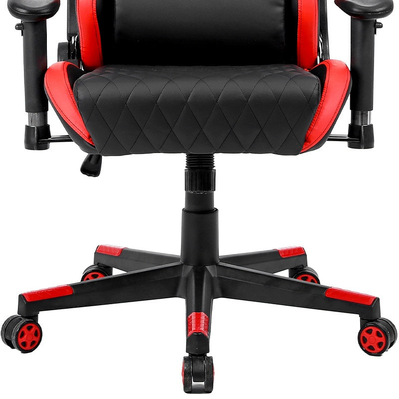 FOTEL GAMINGOWY BIUROWY OBROTOWY FURIA CZARNO/CZERWONY SKÓRA PU FURY-BL-RD