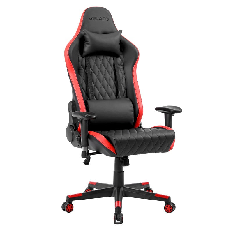 FOTEL GAMINGOWY BIUROWY OBROTOWY FURIA CZARNO/CZERWONY SKÓRA PU FURY-BL-RD