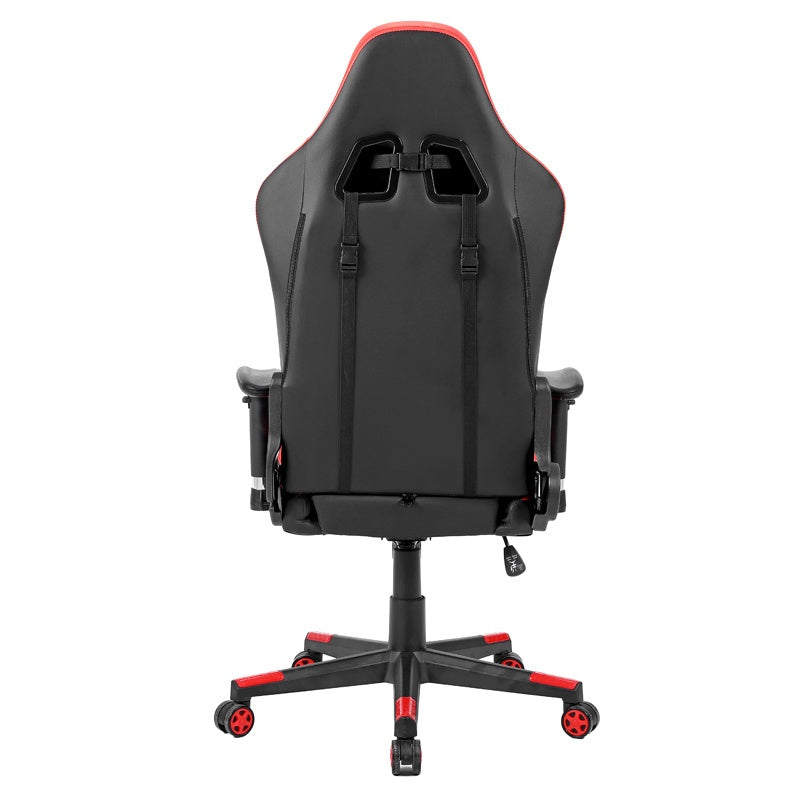 FOTEL GAMINGOWY BIUROWY OBROTOWY FURIA CZARNO/CZERWONY SKÓRA PU FURY-BL-RD