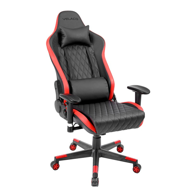 FOTEL GAMINGOWY BIUROWY OBROTOWY FURIA CZARNO/CZERWONY SKÓRA PU FURY-BL-RD