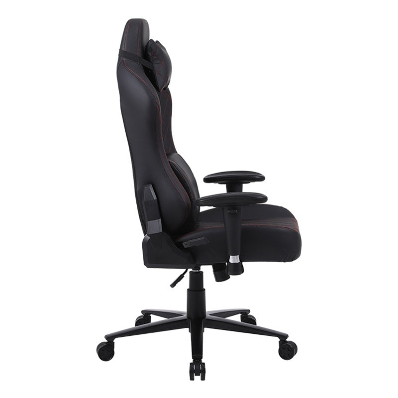 FOTEL GAMINGOWY BIUROWY OBROTOWY SONIC CZARNY OBSZYCIE CZERWONE SKÓRA PU SONIC-BL-RD