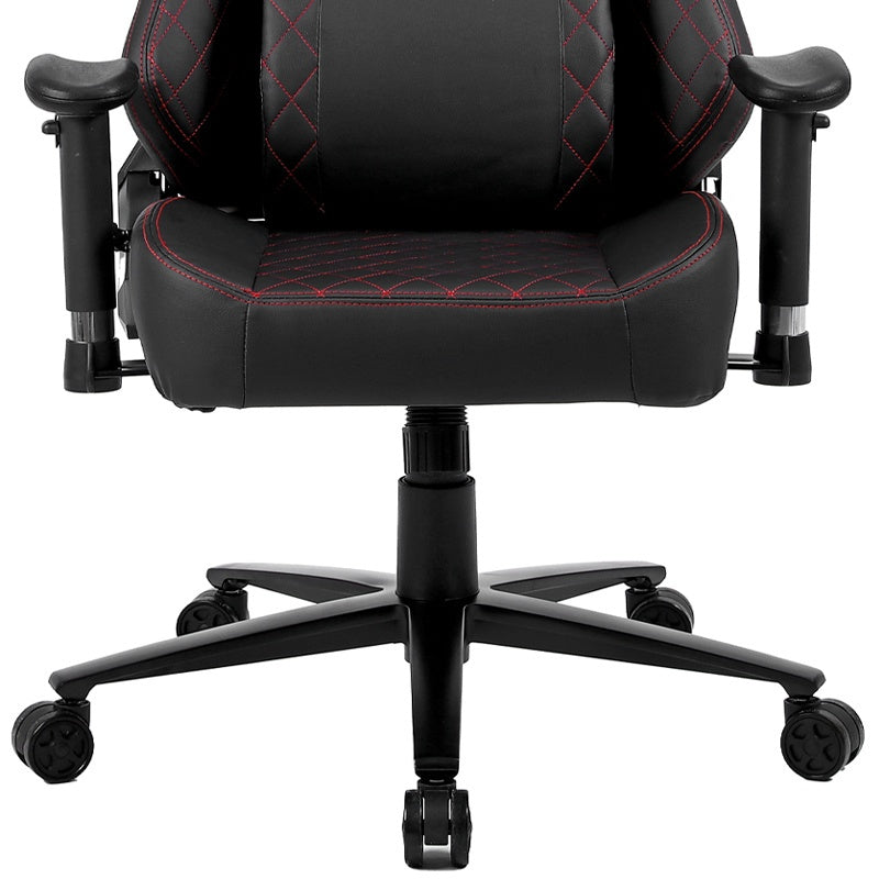 FOTEL GAMINGOWY BIUROWY OBROTOWY SONIC CZARNY OBSZYCIE CZERWONE SKÓRA PU SONIC-BL-RD