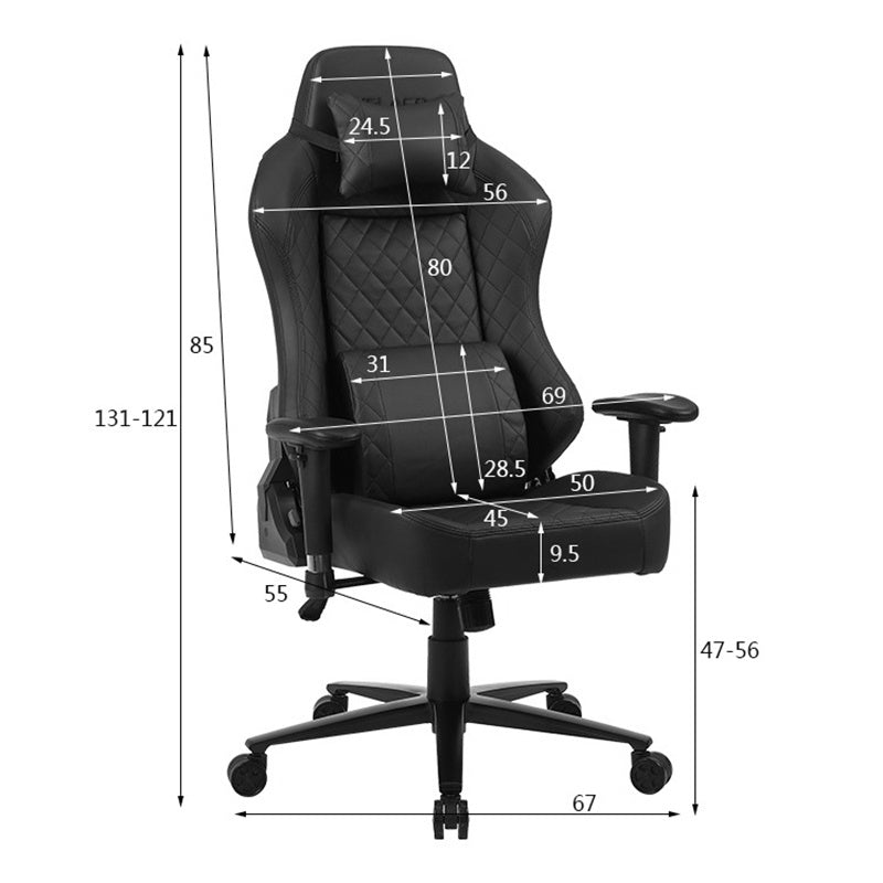 FOTEL GAMINGOWY BIUROWY OBROTOWY SONIC CZARNY SKÓRA PU SONIC-BL