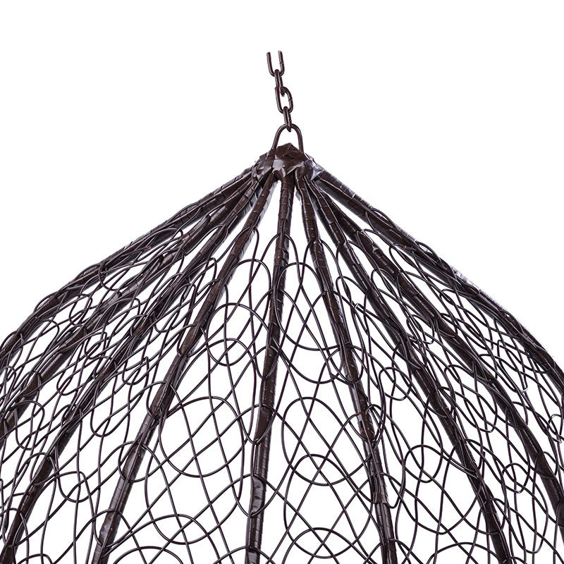 FOTEL OGRODOWY WISZĄCY KOKON DUŻY KOSZ KORFU BRĄZOWY Z PODSTAWĄ PODUSZKA SZARA KORFU-BR-GR