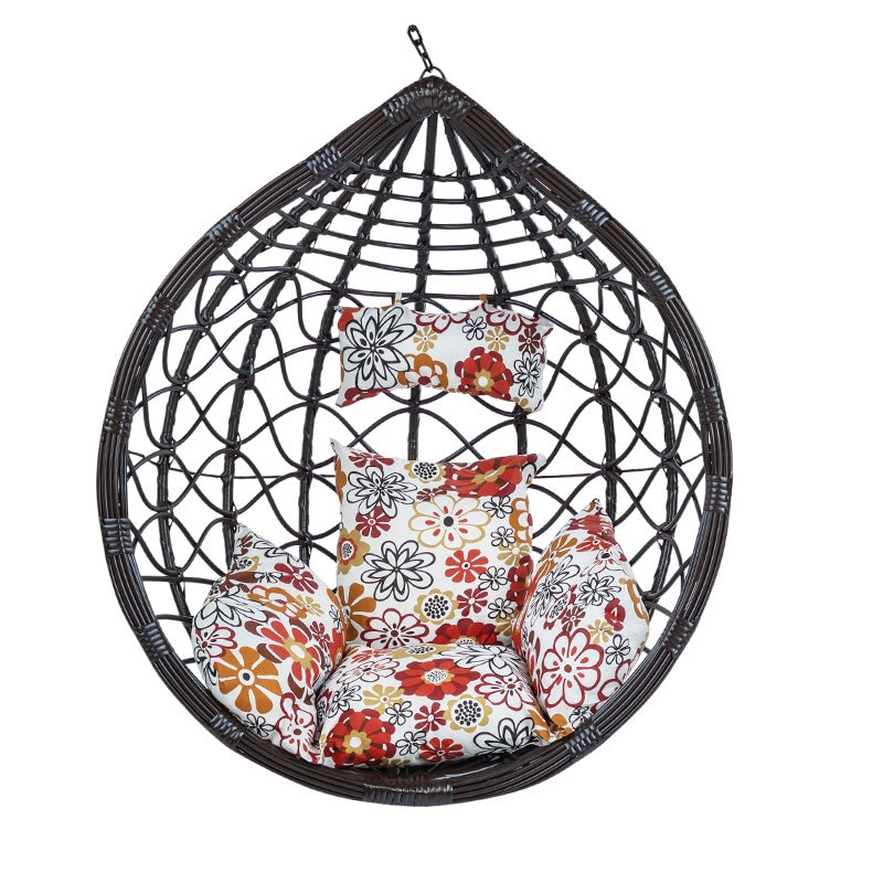 FOTEL OGRODOWY WISZĄCY KOKON DUŻY KOSZ VEGAS BRĄZOWY BEZ PODSTAWY PODUSZKA BRĄZOWE KWIATY VEGAS-BR-BP-FL-BR