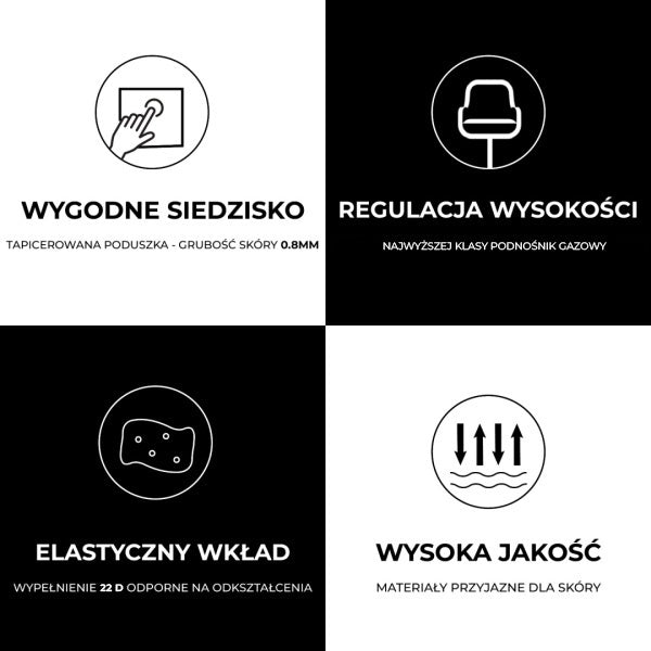 HOKER KRZESŁO BAROWE MIA SZARY SKÓRA PU PODSTAWA CZARNA MIA-GR-BL