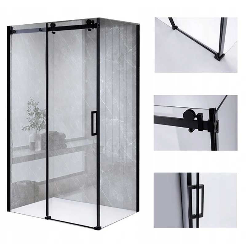 KABINA PRYSZNICOWA PROSTOKĄTNA BS14A CZARNA 100x90 CM BS14A-100X90