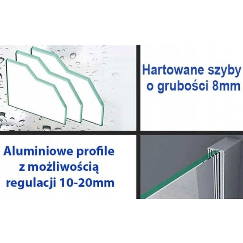 KABINA PRYSZNICOWA PROSTOKĄTNA BS14A CZARNA 100x90 CM BS14A-100X90