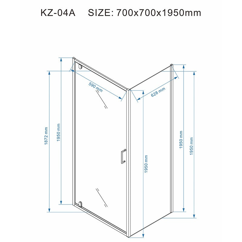 KABINA PRYSZNICOWA KWADRATOWA KZ04A CZARNA 70X70 CM KZ04A-BL-70