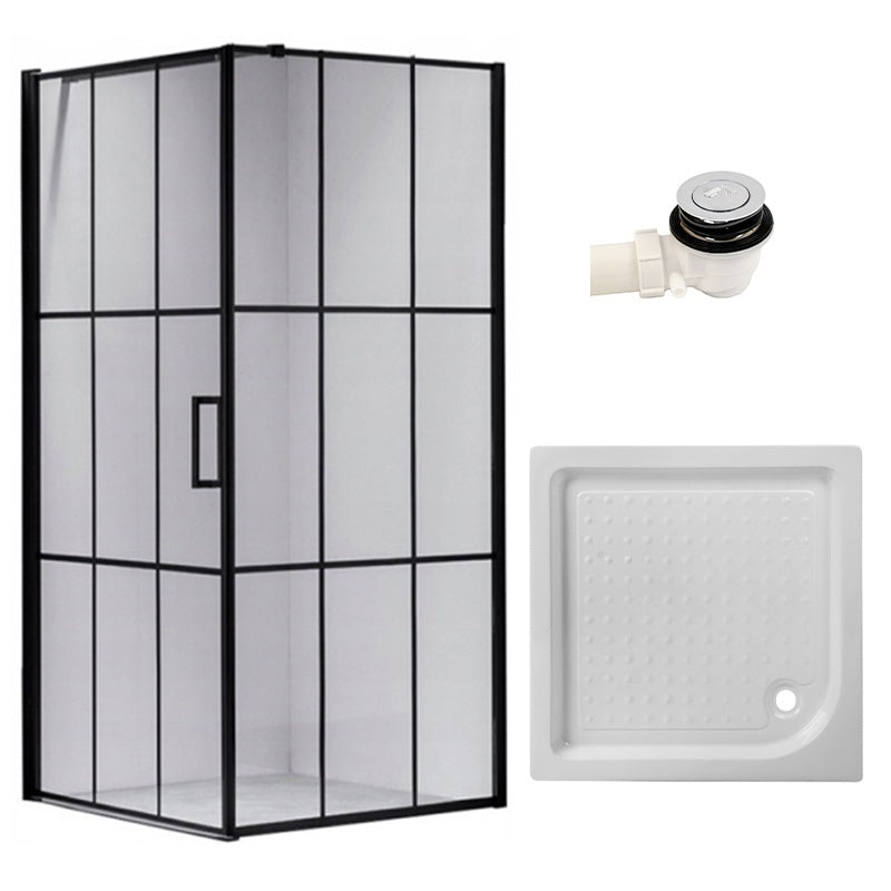 KABINA PRYSZNICOWA KWADRATOWA + BORDZIK BS13B/SXL02B CZARNA/BIAŁY 90x90 CM BS13B+SXL02B-WH
