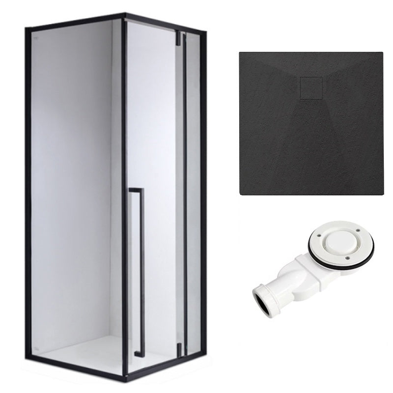 KABINA PRYSZNICOWA KWADRATOWA Z BRODZIKIEM BS11B/RIKO CZARNA/CZARNY 90x90 CM BS11B+RIKO-BL-90