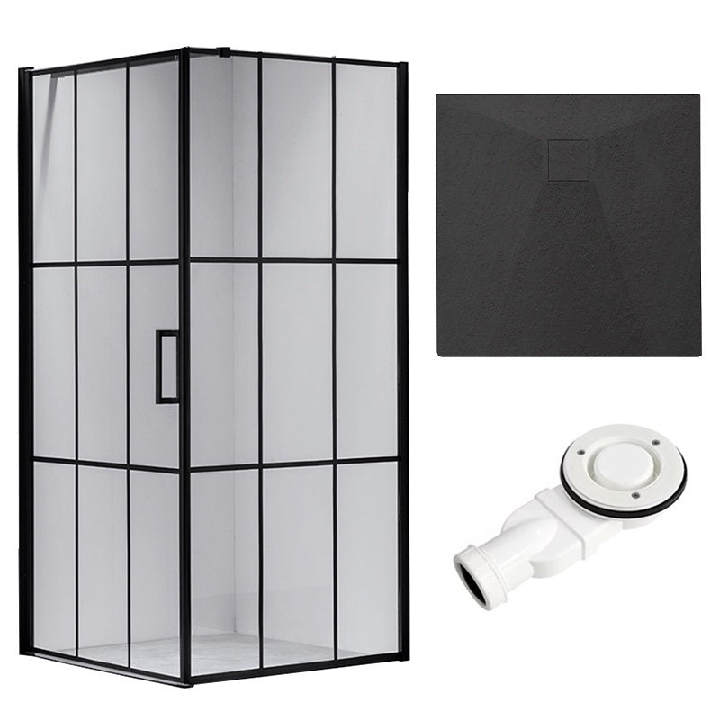 KABINA PRYSZNICOWA KWADRATOWA Z BRODZIKIEM BS13B/RIKO CZARNA/CZARNY 90x90 CM BS13B+RIKO-BL-90