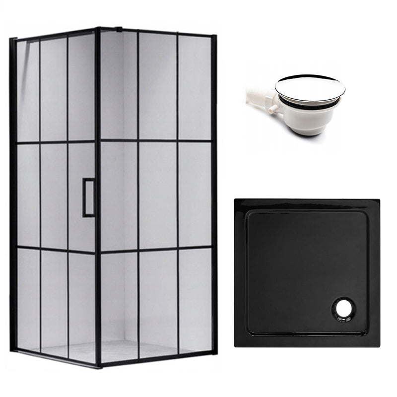 KABINA PRYSZNICOWA KWADRATOWA + BRODZIK BS13B/SXL02B CZARNA/CZARNY 90x90 CM BS13B+ST02B-BL